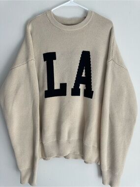 PacSun Cream Los Angeles Crew Neck Sweater